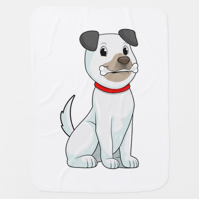 Dog with Bone Baby Blanket (Front)