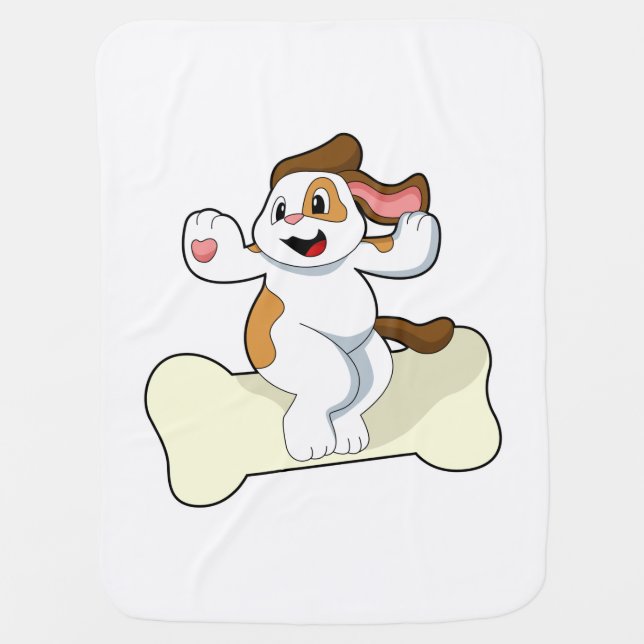 Dog with Bone Baby Blanket (Front)