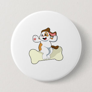 Dog with Bone Button