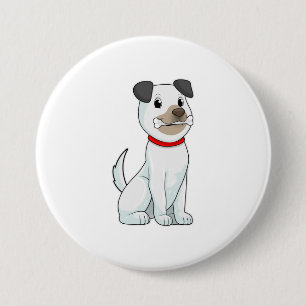 Dog with Bone Button