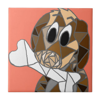 dog with bone ceramic tile