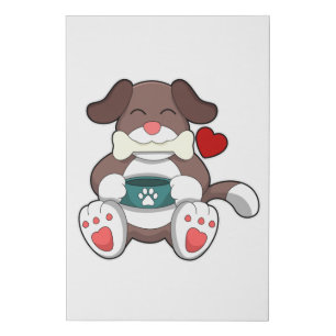 Dog with Bone Faux Canvas Print