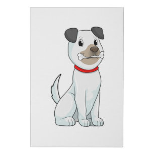Dog with Bone Faux Canvas Print