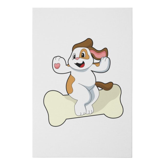 Dog with Bone Faux Canvas Print (Front)