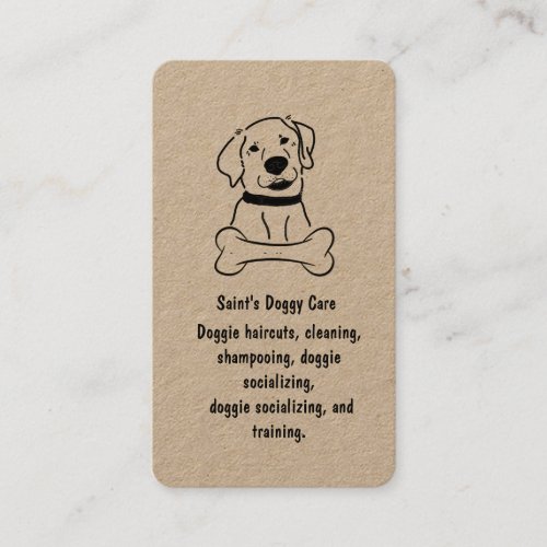 Dog with Bone Kraft Paper Business Card