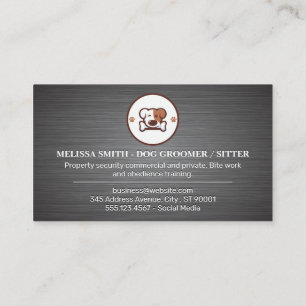 Dog with Bone Logo Groomer Sitter Business Card