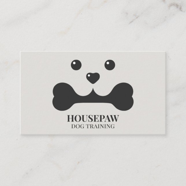 Dog with Bone Minimalistic Pet Business Card (Front)