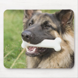 Dog with bone mouse pad