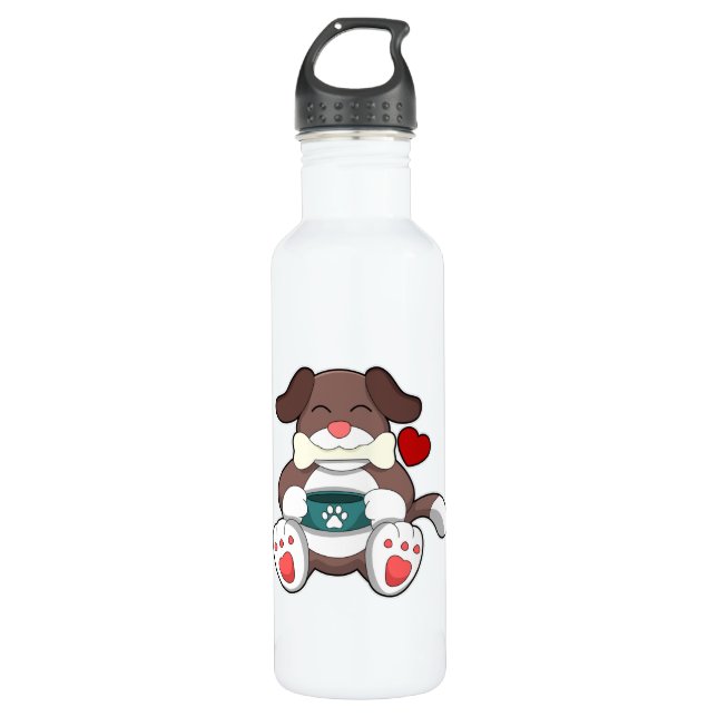 Dog with Bone Stainless Steel Water Bottle (Front)