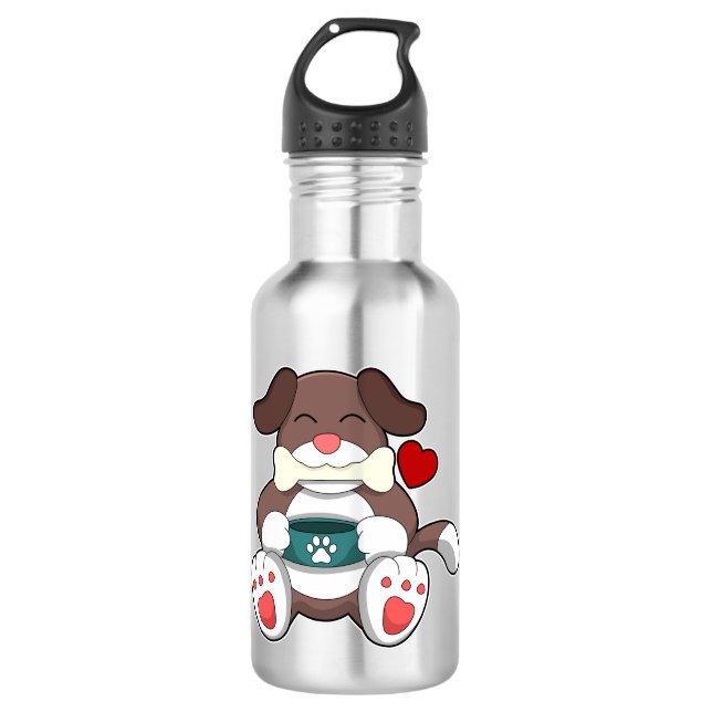 Dog with Bone Stainless Steel Water Bottle (Front)