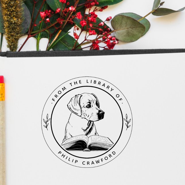 Dog with Book From The Library Of Rubber Stamp (Creator Uploaded)