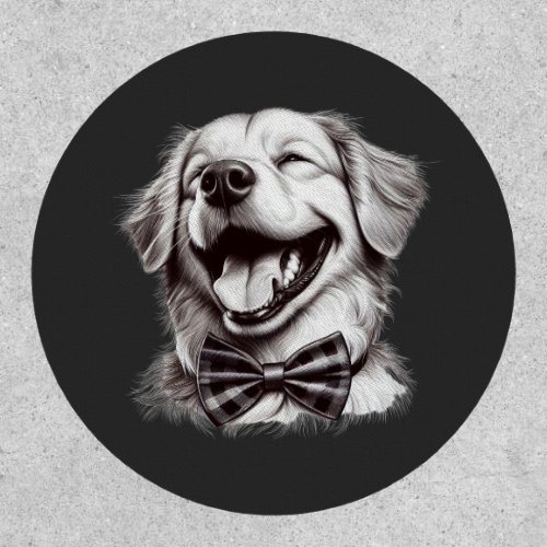 dog with bow tie laughing patch