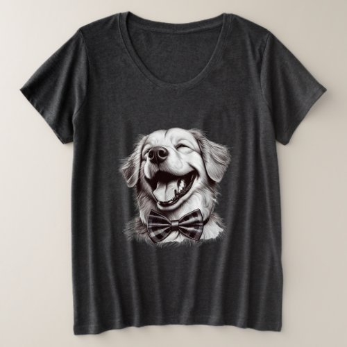 dog with bow tie laughing plus size T_Shirt