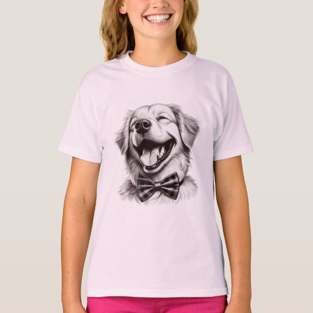 dog with bow tie laughing T-Shirt (Front)