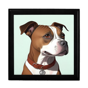 Dog With Brown and White Coat and Collar Gift Box