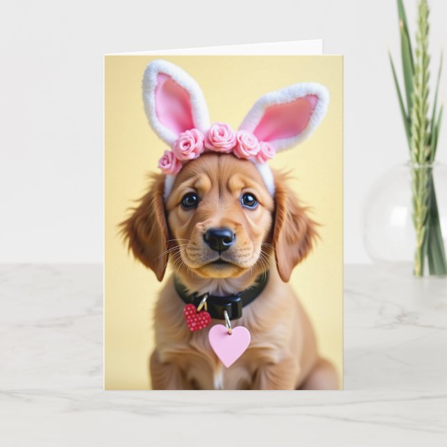 Dog With Bunny Ears Cute Pet Card (Front)