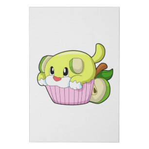 Dog with Cake Faux Canvas Print