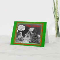 Dog With Chicken and Kid Christmas Card Funny