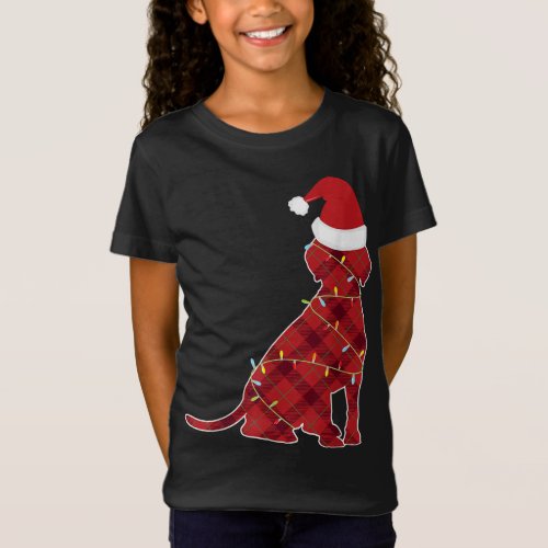Dog with Christmas Lights For Men Xmas Dog Plaid P T_Shirt