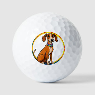 Dog with Colorful Collar Inside Decorative circle Golf Balls