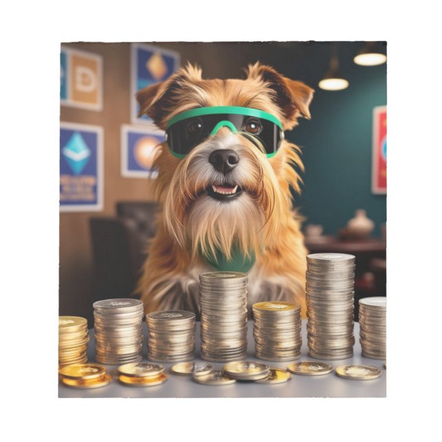 Dog with  crypto coins notepad (Front)