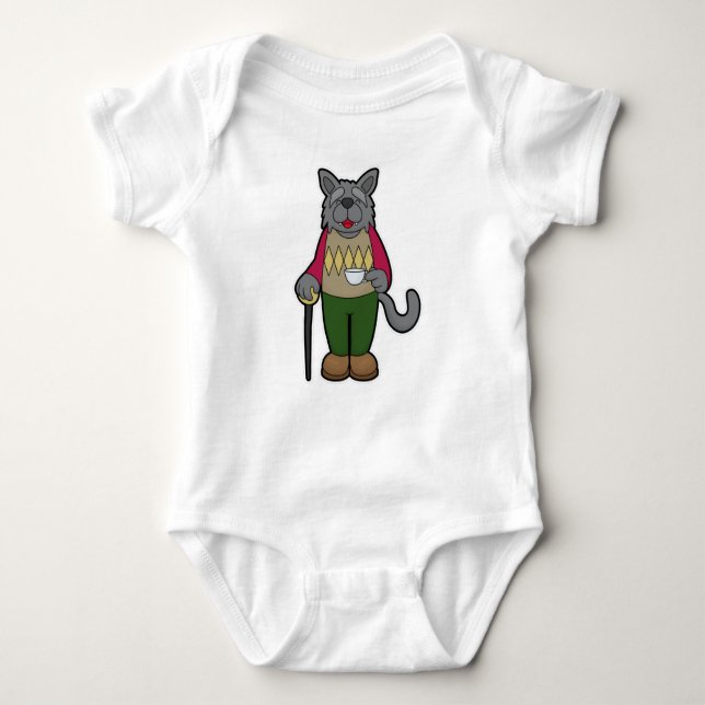 Dog with Cup of Coffee Baby Bodysuit (Front)