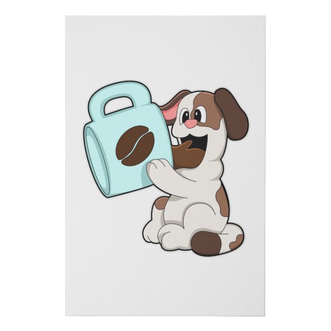 Dog with Cup of Coffee Faux Canvas Print (Front)