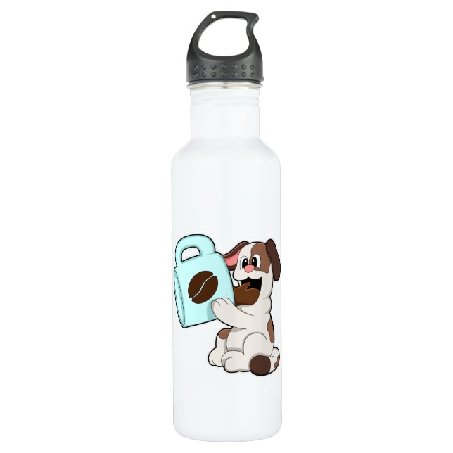 Dog with Cup of Coffee Stainless Steel Water Bottle (Front)