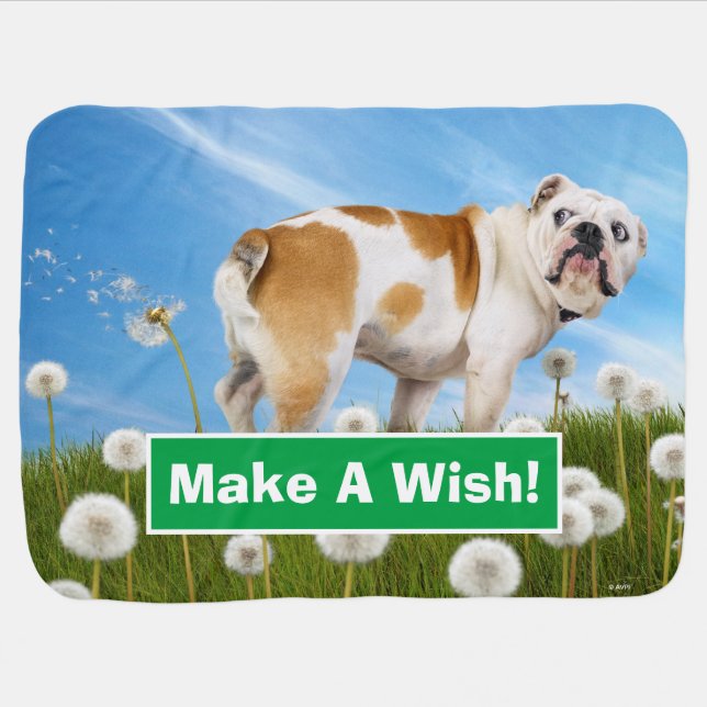 Dog With Dandelion Baby Blanket (Horizontal)