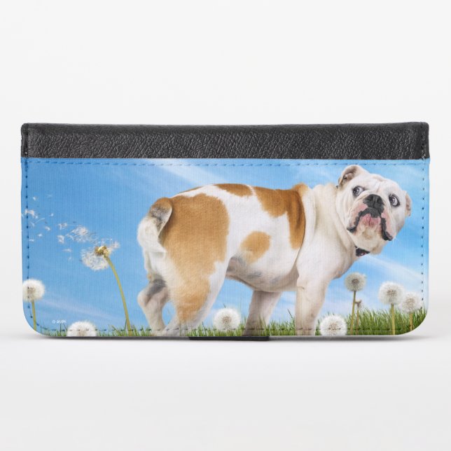 Dog With Dandelion iPhone Wallet Case (Front (Horizontal))