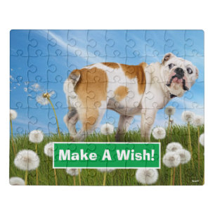 Dog With Dandelion Jigsaw Puzzle