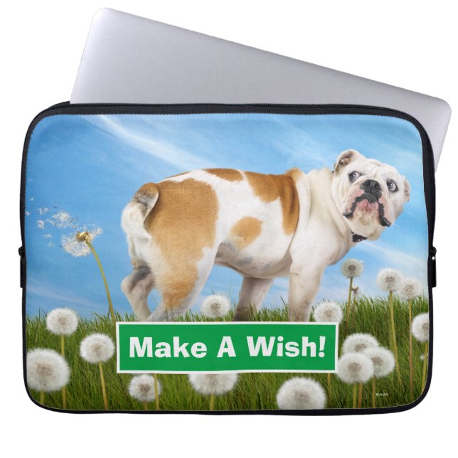 Dog With Dandelion Laptop Sleeve (Front)