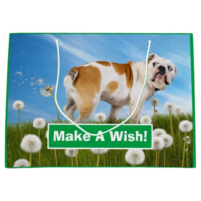 Dog With Dandelion Large Gift Bag (Front)