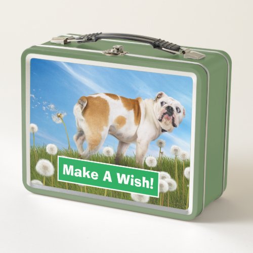 Dog With Dandelion Metal Lunch Box