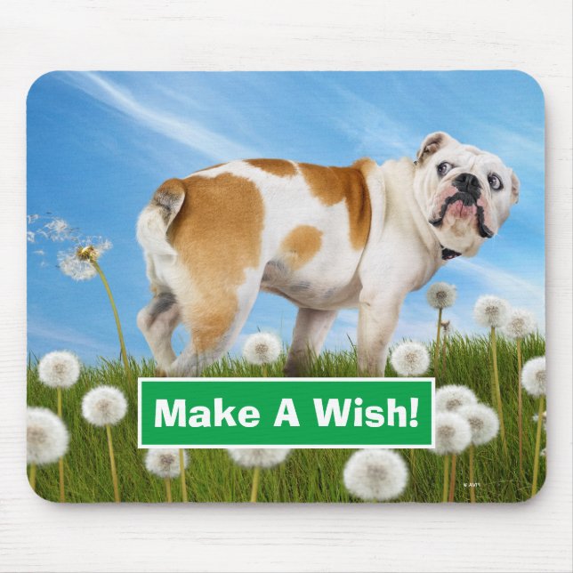 Dog With Dandelion Mouse Pad (Front)