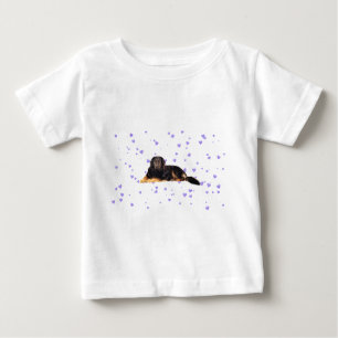 Dog with Falling purple Hearts Baby T-Shirt