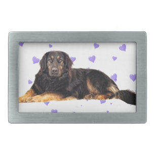 Dog with Falling purple Hearts Belt Buckle