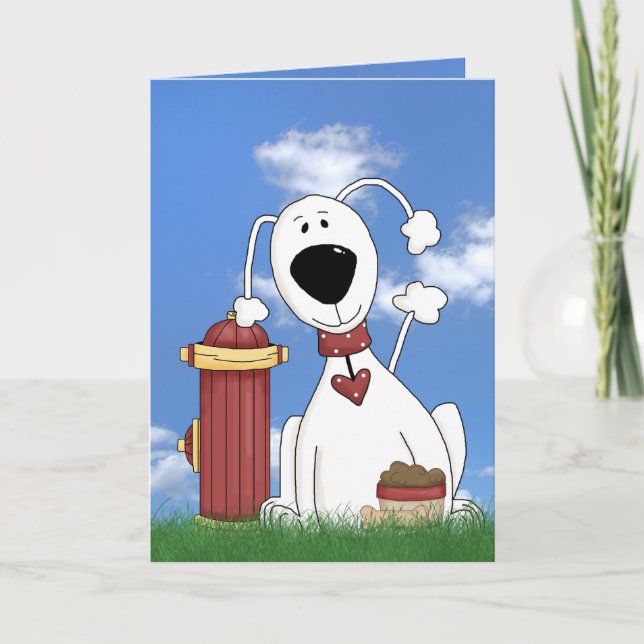 dog with fire hydrant birthday humor card (Front)