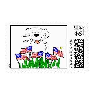 Dog with Flags July 4th Stamps