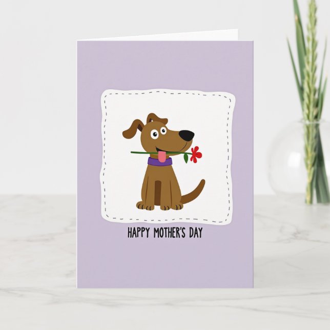 Dog With Flower Mothers Day Card (Front)