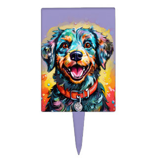 Dog with Glasses Cake Topper