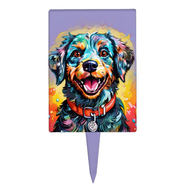 Dog with Glasses Cake Topper (Front)