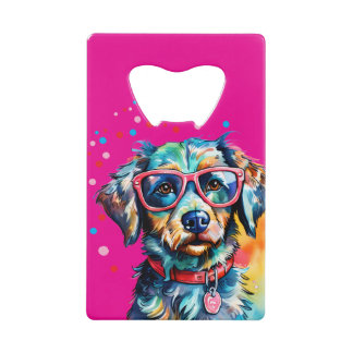 Dog with Glasses Credit Card Bottle Opener