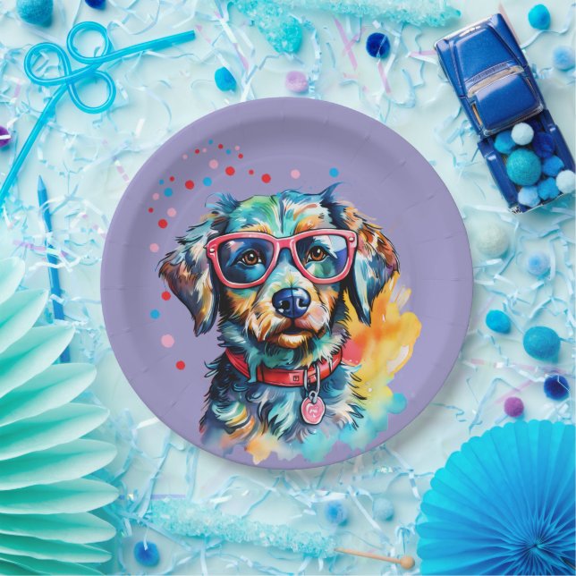 Dog with Glasses Paper Plates (Party)