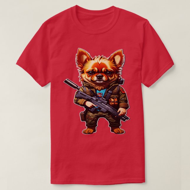 dog with gun T-Shirt (Design Front)