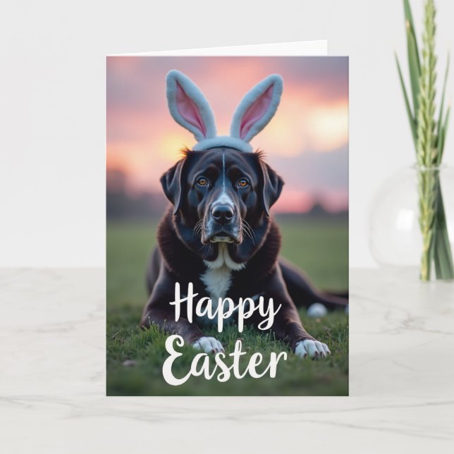 Dog With Hat Photo Greeting Card (Front)