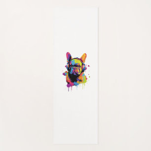 Dog with Headphones Colorful Yoga Mat