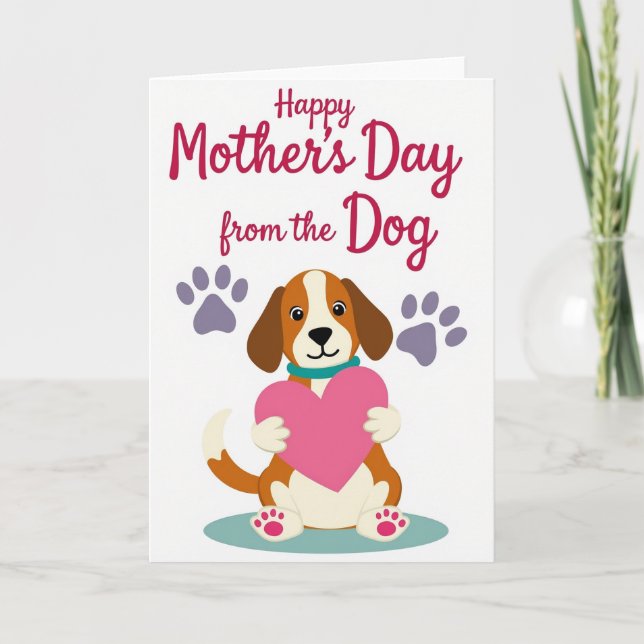 Dog With Heart Mothers Day Card (Front)