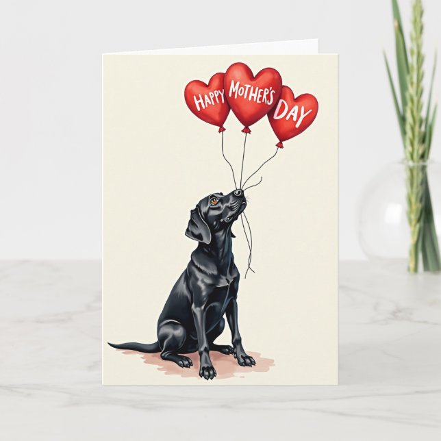 Dog With Hearts Mothers Day Card (Front)