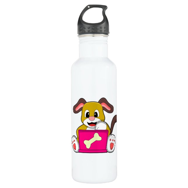 Dog with Laptop Stainless Steel Water Bottle (Front)